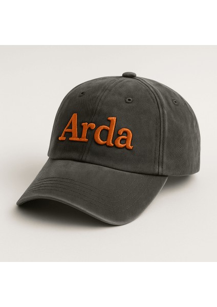 Isme Özel Nakışlı Siyah Vintage Stil Eskitme Kumaş Ayarlanabilir Unisex Beyzbol Şapkası