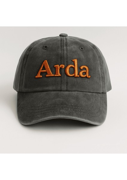 Isme Özel Nakışlı Siyah Vintage Stil Eskitme Kumaş Ayarlanabilir Unisex Beyzbol Şapkası modelleri