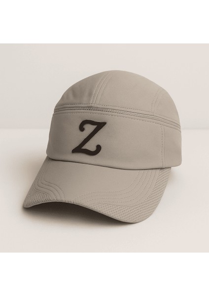 Isme Özel Harf Nakışlı Krem Mikro Kumaş Ayarlanabilir Unisex Tenis Şapkası