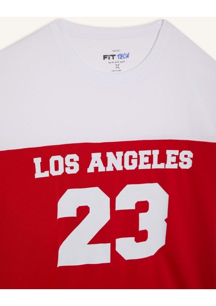 Fit Hızlı Kuruyan Oversize Geniş Kalıp Bisiklet Yaka Baskılı Sporcu Kısa Kollu Tişört