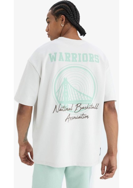 Fit NBA Golden State Warriors Oversize Geniş Kalıp Bisiklet Yaka Sırt Baskılı Kısa Kollu Tişört