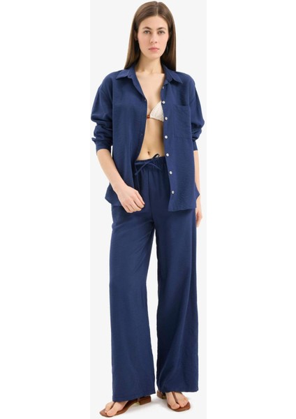 Regular Fit Beli Lastikli Plaj Pantolonu-Fall in Love