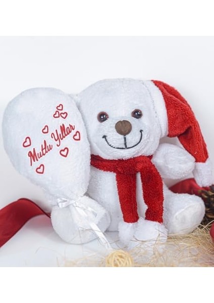 Baba,yılbaşı,20-25 cm Pelüş, 20 Cm, Atkılı Balonlu Tedy,yumuşak, Sevgiliye Hediye,ayı,peluş Ayıcık,plush Toys,oturan Ayı,ofis Hediyesi (Noelbeyaz)