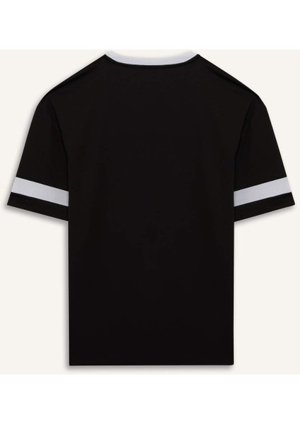 Fit Hızlı Kuruyan Oversize Geniş Kalıp Bisiklet Yaka Baskılı Sporcu Kısa Kollu Tişört