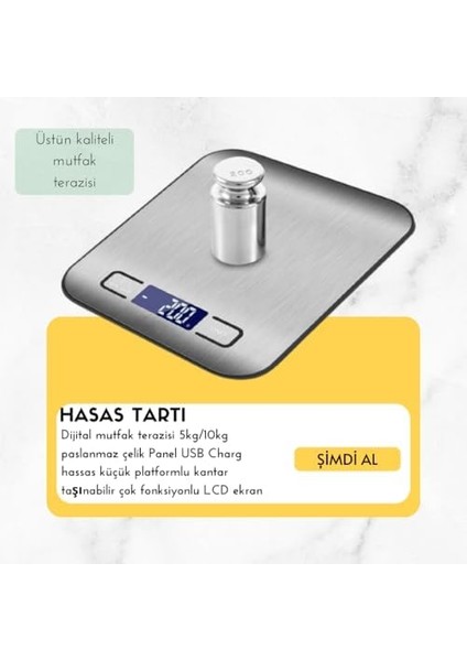 1 Adet 5kg Çok Fonksiyonlu Elektrikli Dijital Mutfak Tartısı Ekranı, Yüksek Hassasiyetli Su Geçirmez Ölçekleme, Pişirme, Keto ve Yemek Hazırlığı Için Paslanmaz Çelik Yüzeyli Ölçekleme fiyatları
