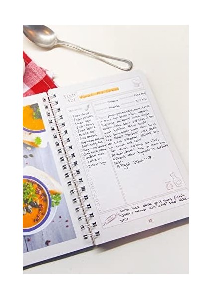 Yemek Tarif Defteri Görselli Spiralli Bej modelleri