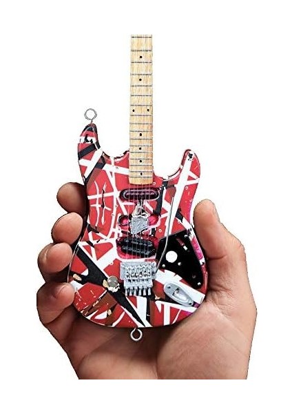 Evh Minature Evh Frankenstein Mini Replika Gitar Van Halen (EVH001), Kırmızı ve Beyaz, Kırmızı/beyaz