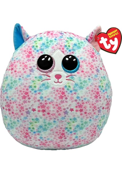 Ty Squishy Beanies - Emma Çok Renkli Yıldız Kedi Yumuşak Peluş Yastık, Glitter Gözlüklü Peluş Yastık, Gençler ve Yaşlılar Için Hediye Fikri, Hepsi Toplanacak - 22 cm - T39264