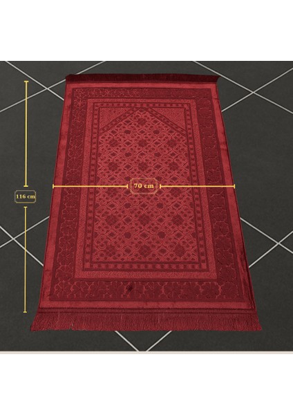 Kişiye Özel Nakış Işlemeli Saf Ipek Kadife Kumaştan Kırmızı Renk Hediyelik Seccade fırsatları