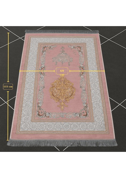 Kişiye Özel Nakış Işlemeli Çiçek Desenli Kendinden Saçaklı Pembe Renk Hediyelik Seccade fırsatları