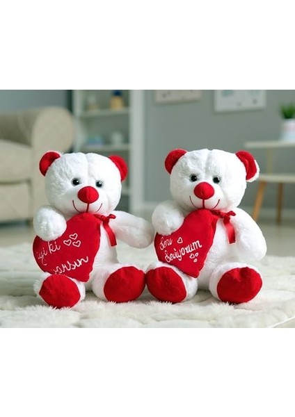 "iyi Ki Varsın" Mesajlı Peluş Ayıcık 45 cm | Kalp Üzeri Nakışlı | Arkadaşa ve Aileye Anlamlı Hediye, Öğretmenler Günü Hediyesi modelleri