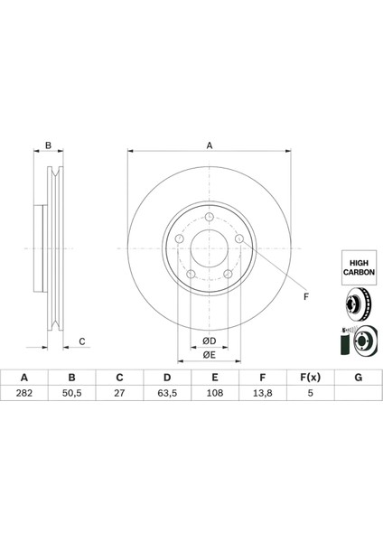 Ford Focus 2018> Fren Diski Ön (282MM) | Bosch 0986479F81 - JX61 1125 Aeb