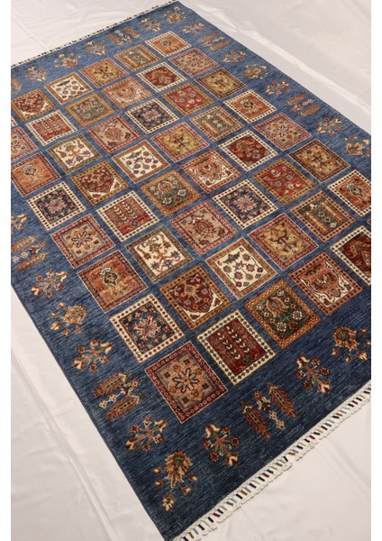 El Dokuma Afgan Halı Yün Ayna Desenli Mavi Kök Boya fiyatları