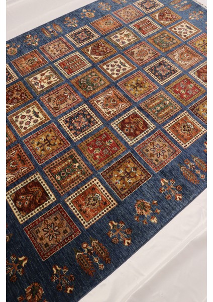 El Dokuma Afgan Halı Yün Ayna Desenli Mavi Kök Boya modelleri