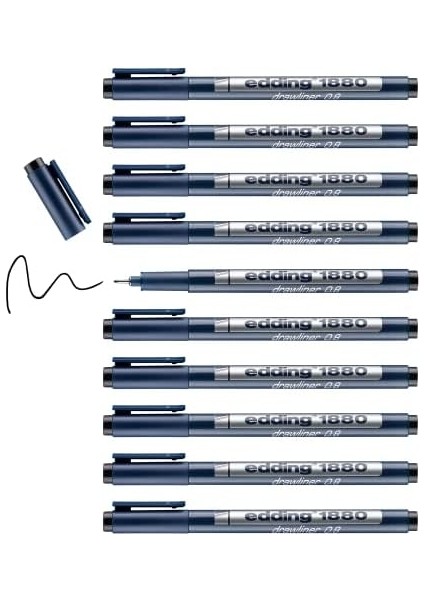 1880 Teknik Çizim Kalemi - Siyah - 10 Kalem - 0,8 mm Çizgi Genişliği fiyatları