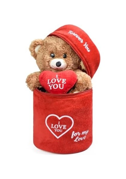 Özgüner Oyuncak Çantalı Aşkım Ayıcık - Sevgiliye Hediye - Sevimli ve Yumuşak Ayıcık - Romantik Hediye Paketi (Kahverengi)