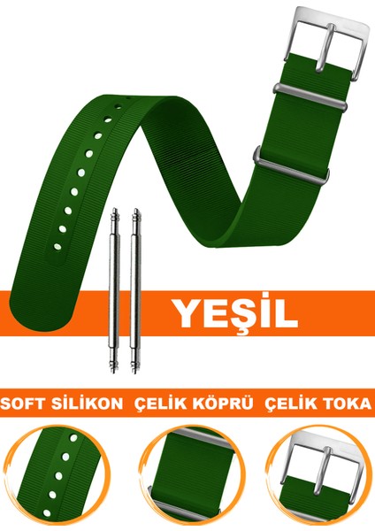 18mm-20mm-22mm-24mm saatlerle uyumlu silikon nato saat kordonu kayışı n02sn-h