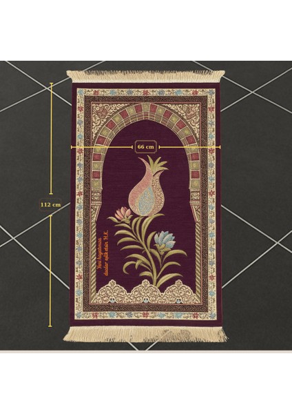 Kişiye Özel Nakış Işlemeli Lale Motifli Astarlı Saçaklı Mor Renk Hediyelik Seccade fırsatları