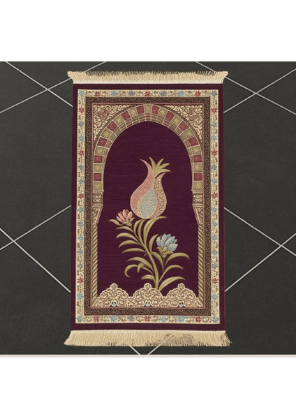 Kişiye Özel Nakış Işlemeli Lale Motifli Astarlı Saçaklı Mor Renk Hediyelik Seccade indirimleri