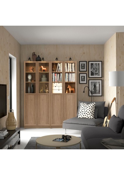 Cam/panel kapaklı kitaplık, meşe görünümlü, 160x30x202 cm fiyatları