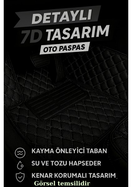 Dacia Duster 4x2 2009-2017 7d Havuzlu Deri Oto Paspas Seti - [siyah Gri] indirimleri
