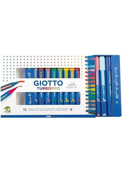Turbo Pro Markör, Çift Uçlu, Yuvarlak Şekilli, Farklı Renklerde, 15 Adet