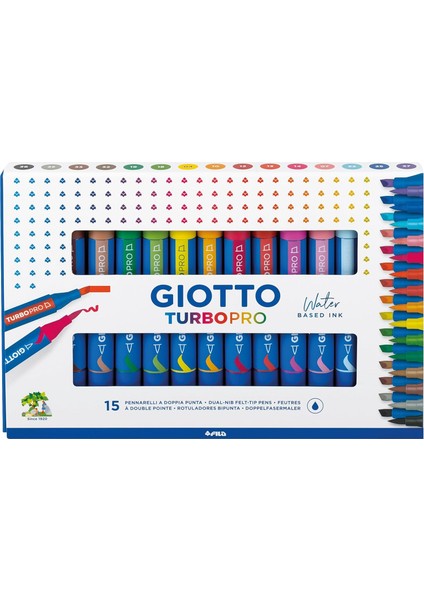 Turbo Pro Markör, Çift Uçlu, Yuvarlak Şekilli, Farklı Renklerde, 15 Adet fiyatları