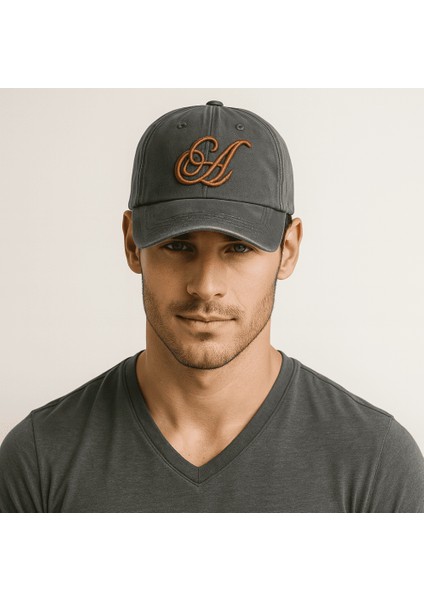 Isme Özel Harf Nakışlı Siyah Vintage Stil Eskitme Kumaş Ayarlanabilir Unisex Beyzbol Şapkası fiyatları