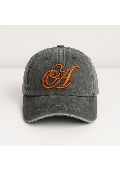 Isme Özel Harf Nakışlı Siyah Vintage Stil Eskitme Kumaş Ayarlanabilir Unisex Beyzbol Şapkası modelleri