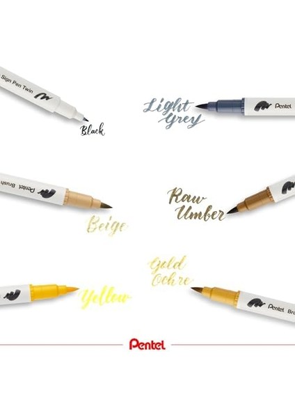 Brush Sing Pen Çift Taraflı Fırça Uçlu Kalem Altın