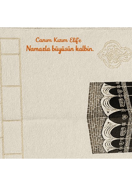 Kişiye Özel Nakış Işlemeli Kabe Motifli Saçaklı Beyaz Renk Hediyelik Seccade modelleri