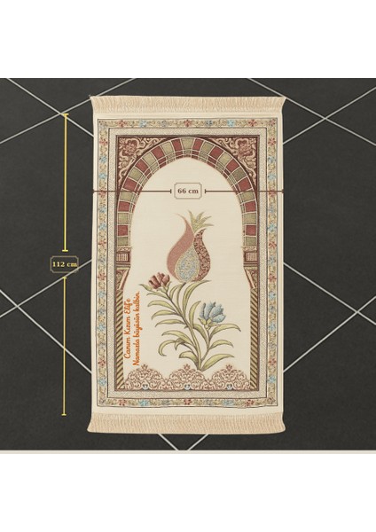 Kişiye Özel Nakış Işlemeli Lale Motifli Astarlı Saçaklı Beyaz Renk Hediyelik Seccade fırsatları