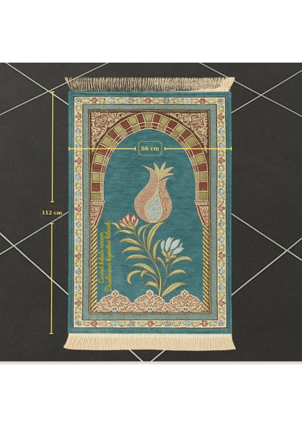 Kişiye Özel Nakış Işlemeli Lale Motifli Astarlı Saçaklı Yeşil Renk Hediyelik Seccade fırsatları