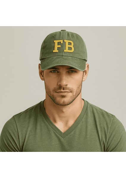 Isme Özel Nakışlı Haki Vintage Stil Eskitme Kumaş Ayarlanabilir Unisex Beyzbol Şapkası fiyatları
