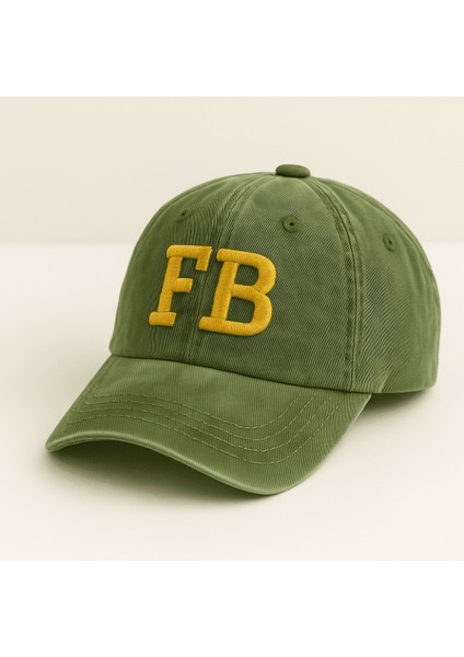 Isme Özel Nakışlı Haki Vintage Stil Eskitme Kumaş Ayarlanabilir Unisex Beyzbol Şapkası indirimleri