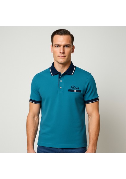 Kişiye Özel Nakışlı Kısa Kollu Triko Yaka Premium Turkuaz Tişört 2xl fiyatları