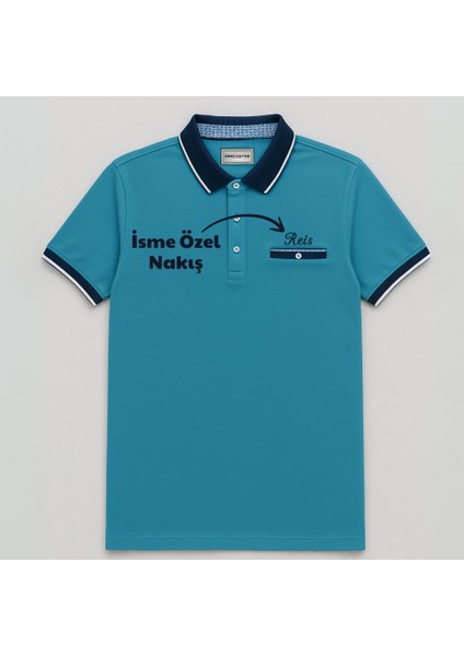 Kişiye Özel Nakışlı Kısa Kollu Triko Yaka Premium Turkuaz Tişört 2xl fırsatları