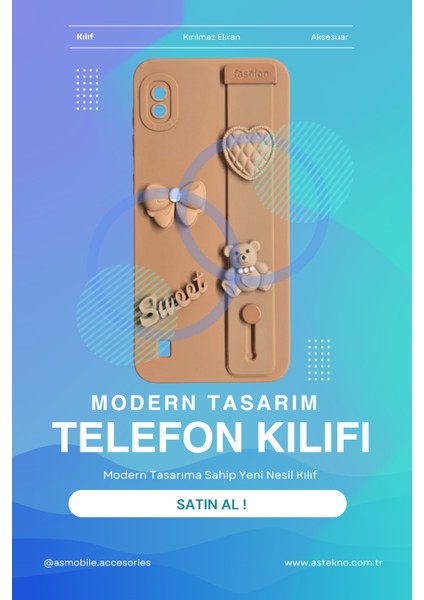 Samsung Galaxy A10 Uyumlu Kılıf Kahverengi Renk 3D Figürlü Darbe Emici Yumuşak Silikon Kapak indirimleri