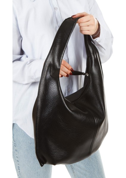 Siyah Salaş Büyük Boy Yumuşak Dokulu Shopper Kol ve Omuz Çantası fırsatları