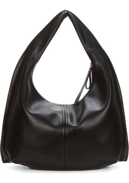 Siyah Salaş Büyük Boy Yumuşak Dokulu Shopper Kol ve Omuz Çantası