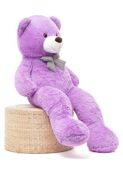 Peluş Ayı 120 cm Papyonlu Sevimli Ayı - Sevgiliye En Özel Hediye Mor