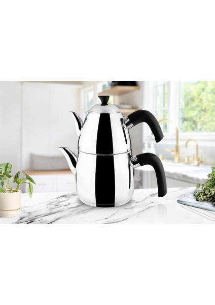 Serisi Plastik Kulplu 304 Çelik Çaydanlık 2 Litre Hacimli fiyatları