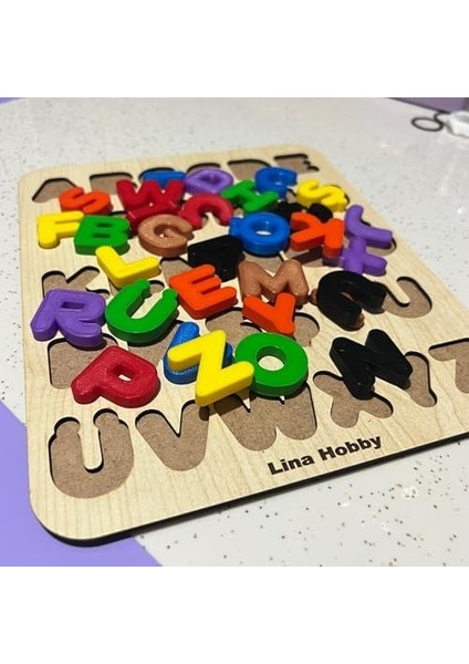 Alfabe Harf Puzzle - Ahşap Tabanlı ve Pla Harflerden Eğitici Oyuncak (21X25CM) fiyatları