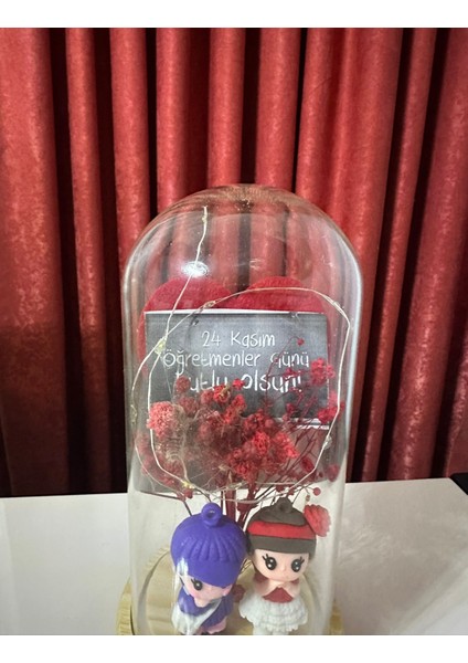 Büyük Boy Cam Fanus Içerisinde Figürlü Öğretmenler Günü Hediyesi fiyatları