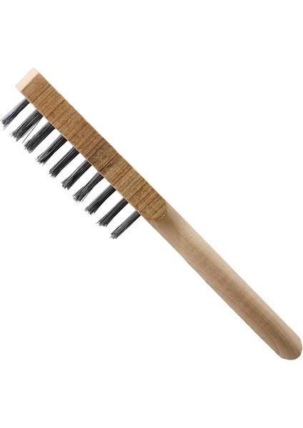 Ahşap Saplı Tel Fırça Kir Pas Mangal Barbekü Izgara Çok Amaçlı Temizleme Fırçası No 4