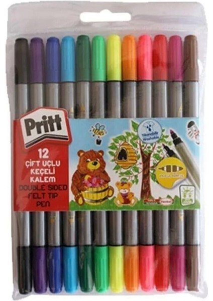 Çift Uçlu Keçeli Kalem 12 Renk