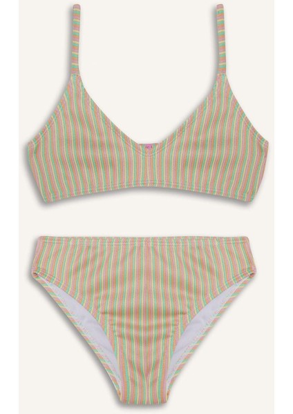 Kız Çocuk Çizgili Bikini Takımı