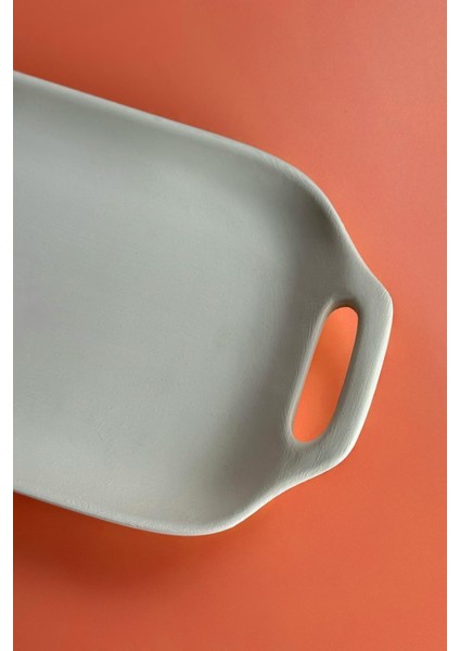 Kulplu Sunum Tepsi 31,5X23 cm Seramik Bisküvi Büyük Boy fiyatları