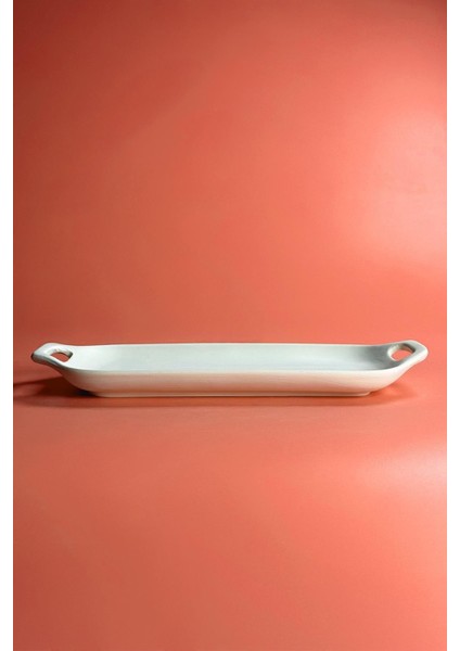 Kulplu Sunum Tepsi 31,5X23 cm Seramik Bisküvi Büyük Boy modelleri