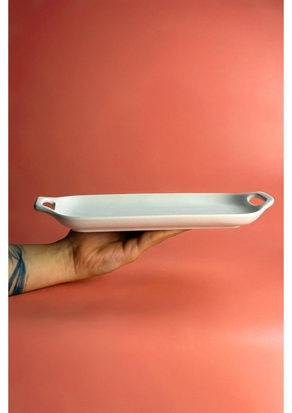Kulplu Sunum Tepsi 31,5X23 cm Seramik Bisküvi Büyük Boy fırsatları